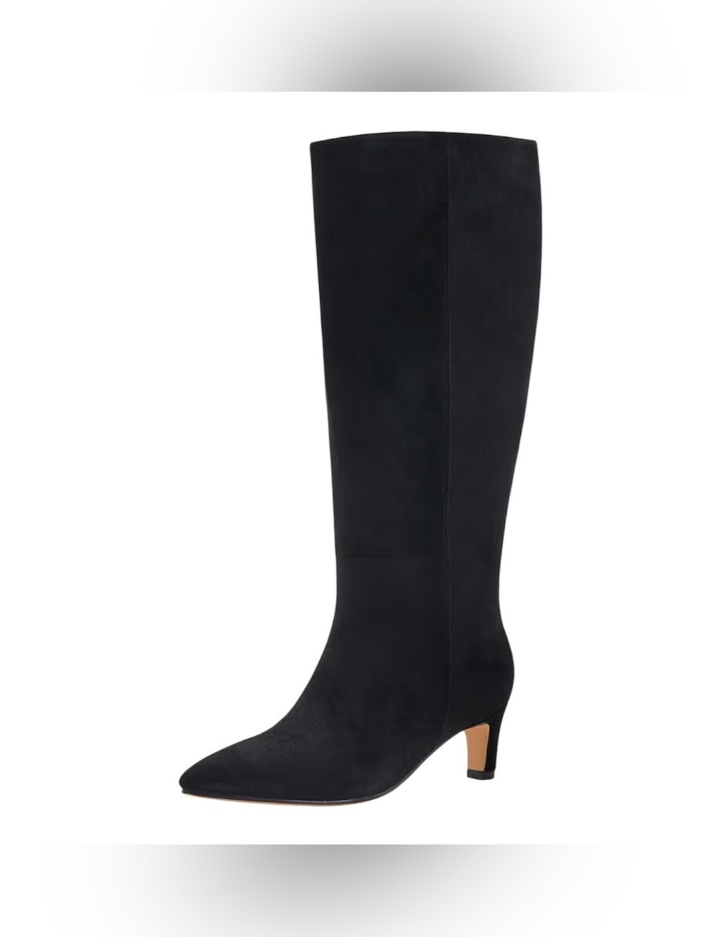 Cellenz Wide Calf Knee High Boots Women Pointed Toe Stiletto Kitten Heel